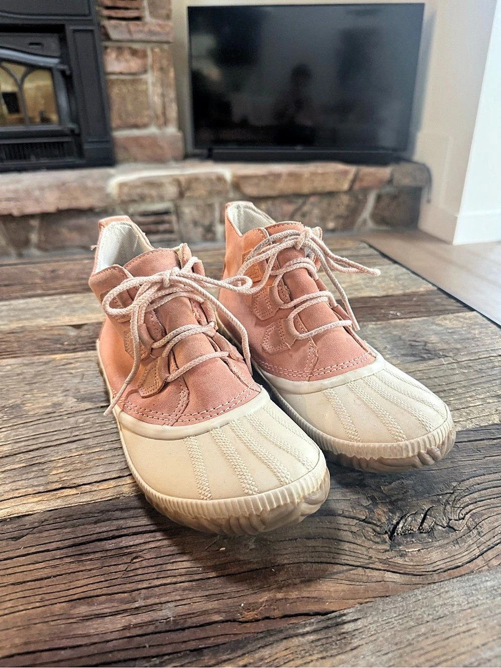 Sorel Explorer Joan Waterproof Boot Women's Winter Boots in Pink & Cream